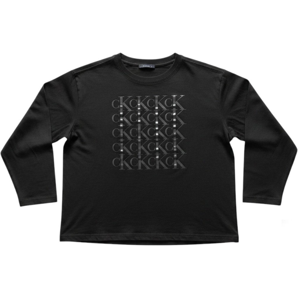 Calvin Klein Women's Black Long Sleeve T-Shirt – Size M – Front Logo